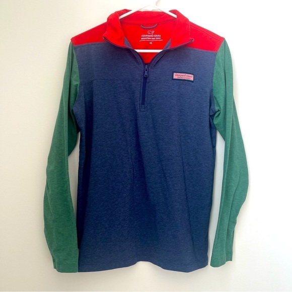 Vineyard Vines Other - Vineyard Vines Mens XS Blue Colorblock Edgartown Shep 1/4 Zip Sweatshirt